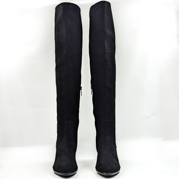 Aquatalia Women Barbera Black Suede OTK Block Heel Boots size 11 - Picture 12 of 12